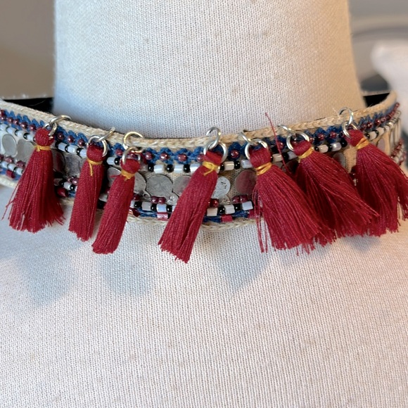 Choker Necklace Tassels Beaded Tribal Bohemian New - Picture 2 of 4